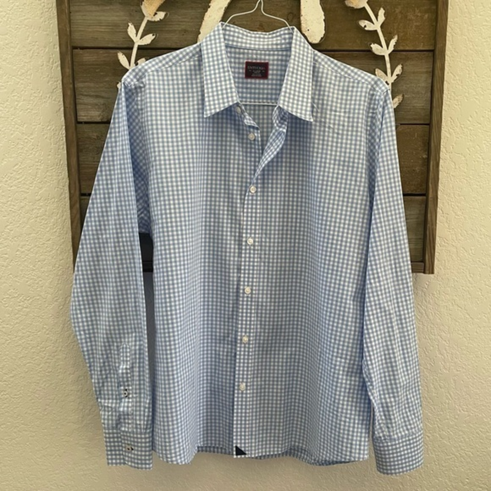 Untuckit blue gingham button down shirt size‎ XL slim